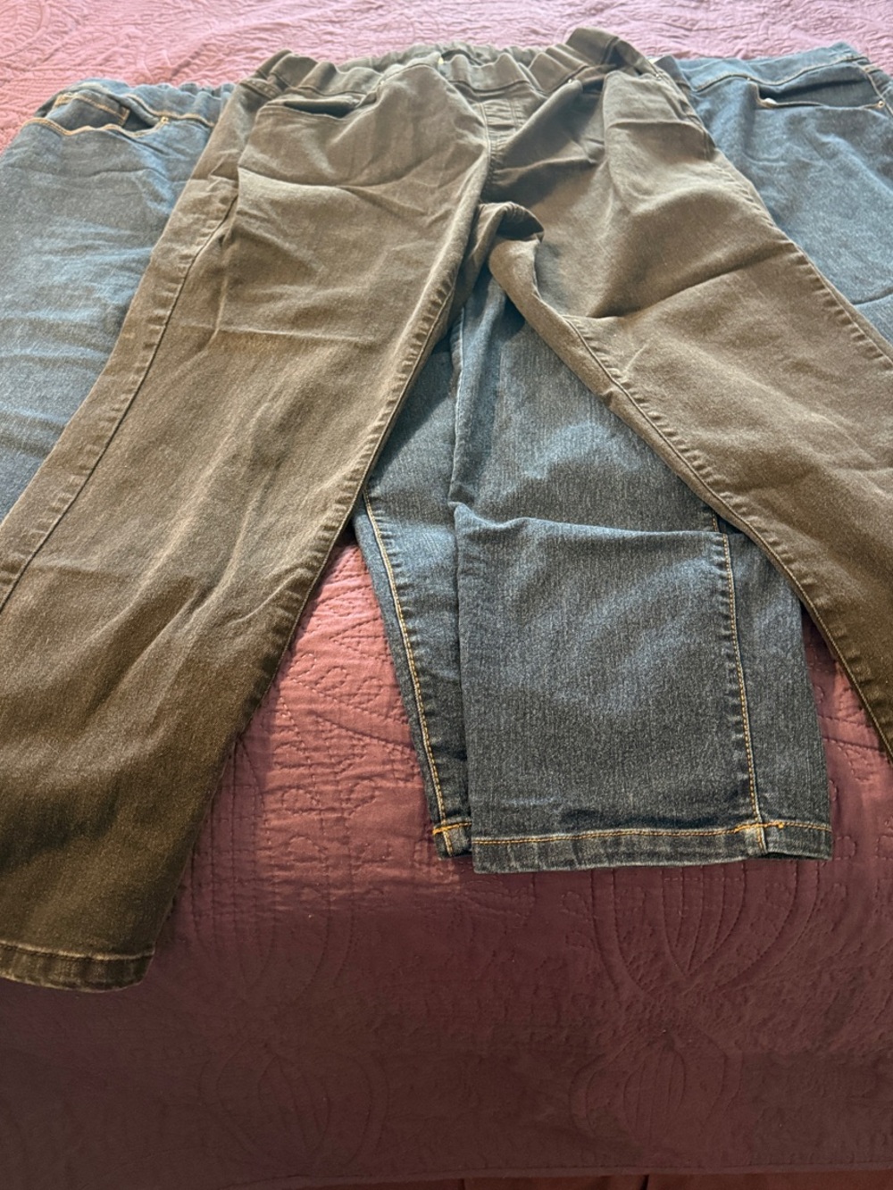 3 pair 1x Women’s Elastic Waist Jeans - Black and Blue